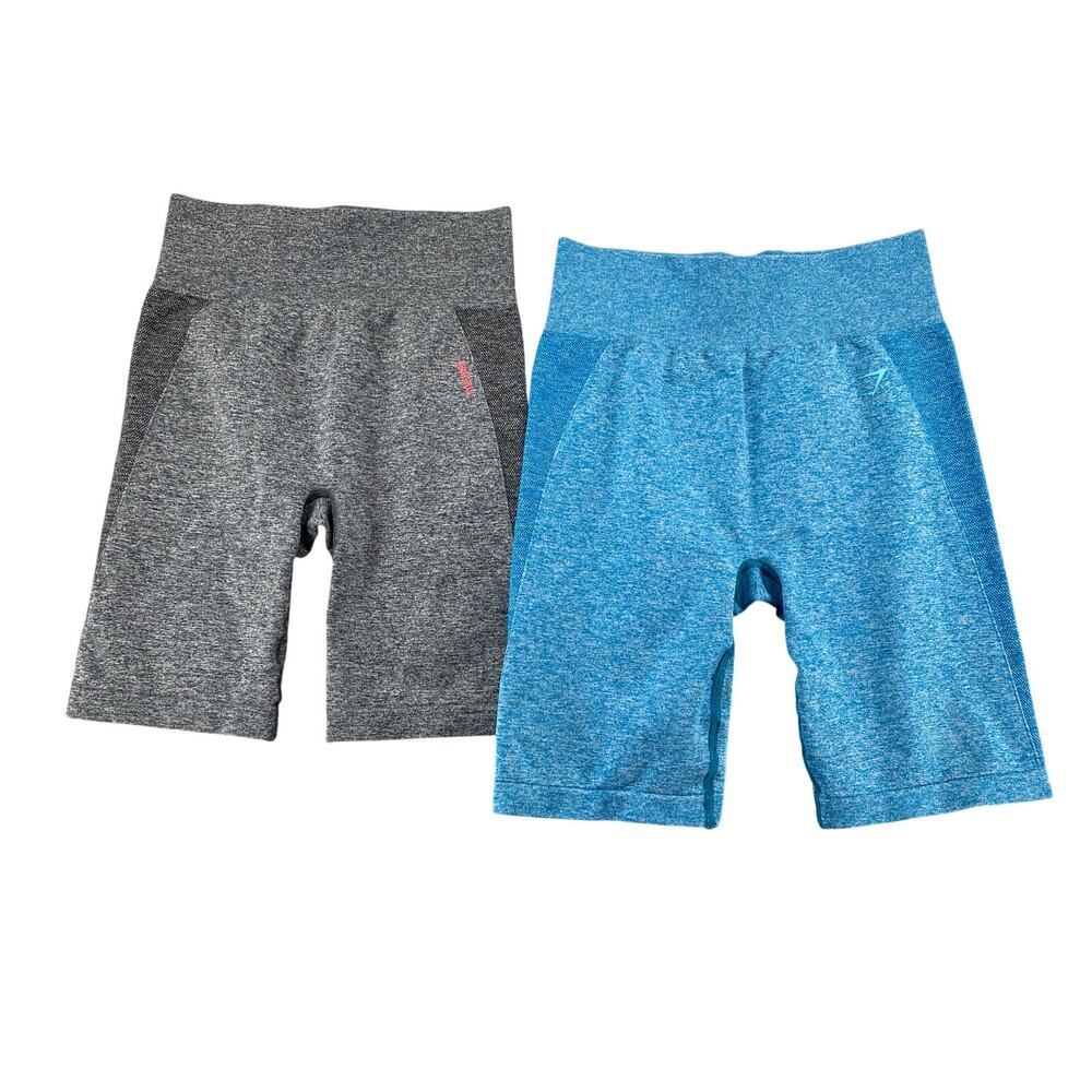 Gymshark Seamless Biker Shorts Bundle Blue Gray High Waisted Women’s XS/S